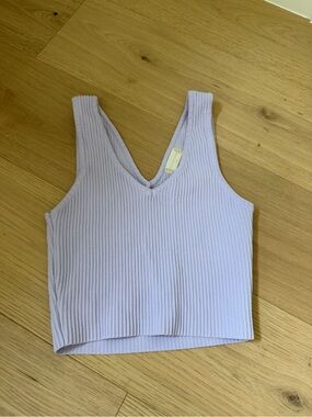 Altar'd State Lavender Ribbed V-Neck Cropped Tank